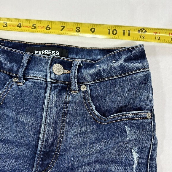 Express Stretch Denim Perfect High Rise Ankle Legging Distressed Skinny Size 0R - Picture 8 of 12